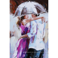 Modern Oil Painting for Lover Under Umbrella